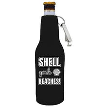 Load image into Gallery viewer, Shell Yeah Beaches Beer Bottle Coolie with Opener