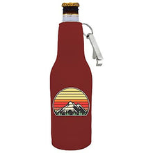 Load image into Gallery viewer, Retro Mountains Bottle Coolie with Opener Attached