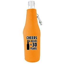 Load image into Gallery viewer, Cheers & Beers to 30 Years Beer Bottle Coolie With Opener