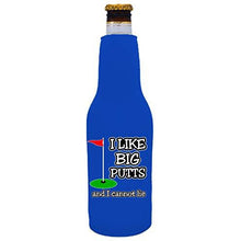 Load image into Gallery viewer, I Like Big Putts and I Cannot Lie Beer Bottle Coolie With Opener