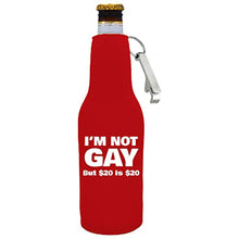 Load image into Gallery viewer, I'm Not Gay Beer Bottle Coolie w/Opener Attached
