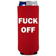 Load image into Gallery viewer, slim can koozie with fuck off design
