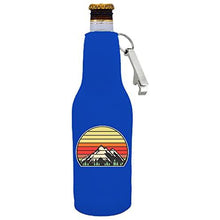 Load image into Gallery viewer, Retro Mountains Bottle Coolie with Opener Attached
