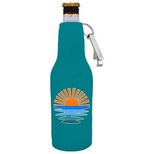 Load image into Gallery viewer, Retro Sunset Beer Bottle Coolie with Opener Attached
