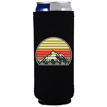 Load image into Gallery viewer, slim can koozie with retro mountain design 
