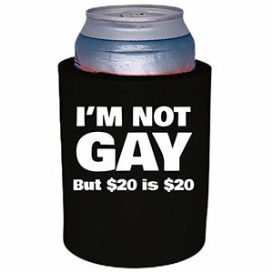 12 oz thick foam can koozie with im not gay design 