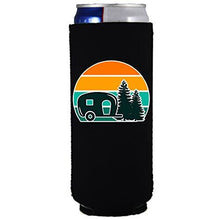 Load image into Gallery viewer, slim can koozie with retro camper design 
