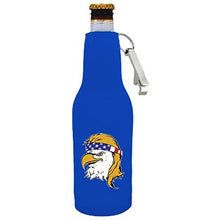 Load image into Gallery viewer, Bald Eagle Mullet Beer Bottle Coolie with Opener Attached