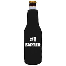 Load image into Gallery viewer, number one farter text funny beer bottle koozie