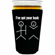 Load image into Gallery viewer, 12 oz pint glass koozie with ive got your back design
