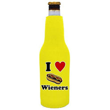 Load image into Gallery viewer, I Love Wieners Neoprene Zipper Beer Bottle Coolie