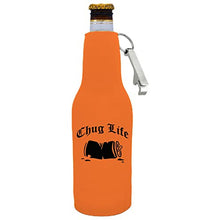 Load image into Gallery viewer, Chug Life Beer Bottle Coolie w/Opener Attached