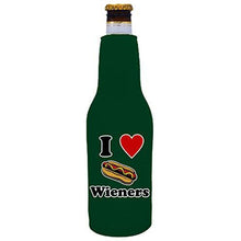Load image into Gallery viewer, I Love Wieners Neoprene Zipper Beer Bottle Coolie
