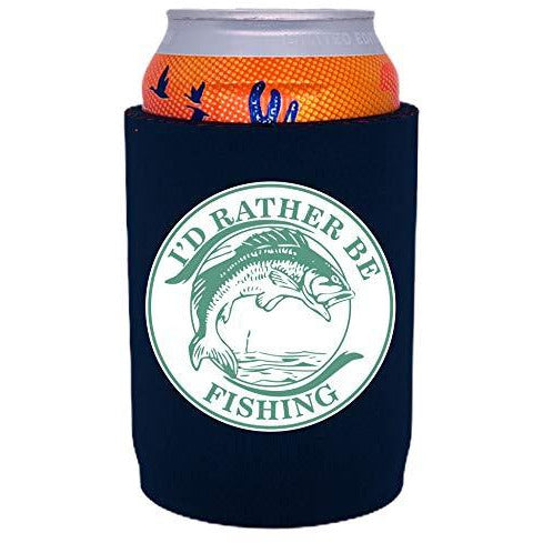 full bottom can koozie with id rather be fishing design