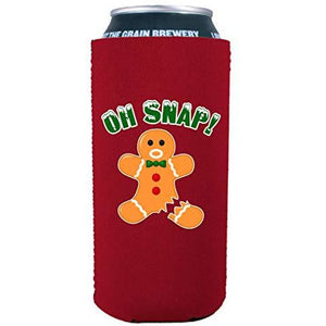 16 oz can koozie with oh nap ginger bread man design