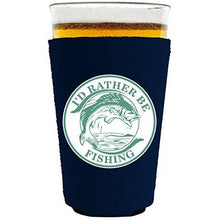 Load image into Gallery viewer, I'd Rather Be Fishing Neoprene Collapsible Pint Glass Coolie