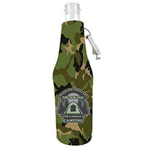 Load image into Gallery viewer, Weekend Forecast Drinking with a chance of Camping Beer Bottle Coolie With Opener