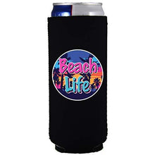 Load image into Gallery viewer, slim can koozie with beach life design