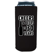 Load image into Gallery viewer, 16oz can koozie with cheers and beers to 30 years design