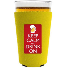 Load image into Gallery viewer, Keep Calm and Drink On Pint Glass Coolie
