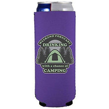 Load image into Gallery viewer, Weekend Forecast Drinking with a chance of Camping 12 oz. Slim Can Coolie