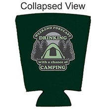 Load image into Gallery viewer, Weekend Forecast Drinking with a chance of Camping Pint Glass Coolie
