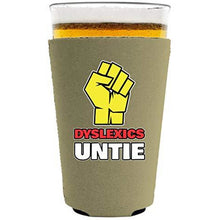 Load image into Gallery viewer, Dyslexics Untie Pint Glass Coolie