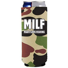 Load image into Gallery viewer, Milf Man I Love Fishing Slim 12 oz Can Coolie
