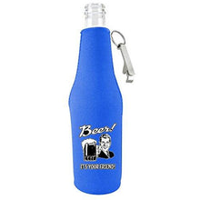 Load image into Gallery viewer, Beer! It's Your Friend! Beer Bottle Coolie With Opener