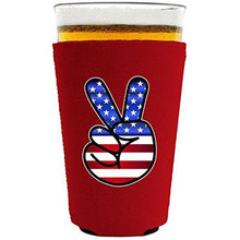 Load image into Gallery viewer, America Peace Sign Pint Glass Coolie