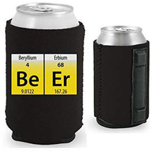 Load image into Gallery viewer, black magnetic can koozie with funny beer elements design