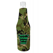 Load image into Gallery viewer, I Swear To Drunk I'm Not God Beer Bottle Coolie