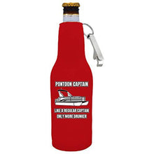 Load image into Gallery viewer, Pontoon Captain Beer Bottle Coolie with Opener Attached
