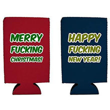 Load image into Gallery viewer, Merry Fucking Christmas Happy Fucking New Year 16 oz. Can Coolie