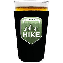 Load image into Gallery viewer, pint glass koozie with take a hike design