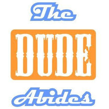 Load image into Gallery viewer, vinyl sticker with this dude abides design