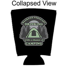 Load image into Gallery viewer, Weekend Forecast Drinking with a chance of Camping Pint Glass Coolie