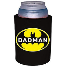 Load image into Gallery viewer, black old school thick foam koozie with dadman design 
