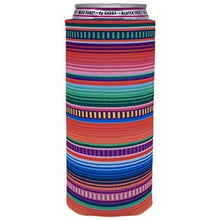 Load image into Gallery viewer, slim can koozie with serape stripes design