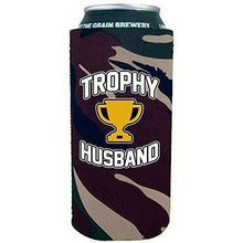 Load image into Gallery viewer, camo 16 oz can koozie with trophy husband design