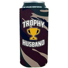 Load image into Gallery viewer, camo 16 oz can koozie with trophy husband design 
