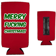 Load image into Gallery viewer, Merry Fucking Christmas and Happy Fucking New Year Magnetic Slim Can Coolies
