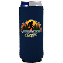 Load image into Gallery viewer, slim can koozie with hide and seek champion design