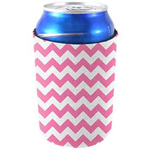 Load image into Gallery viewer, can koozie with chevron stripe design in pink
