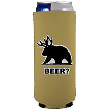 Load image into Gallery viewer, slim can koozie with beer bear design