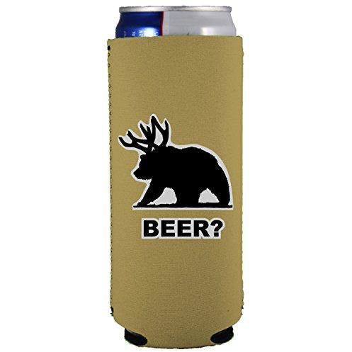 slim can koozie with beer bear design