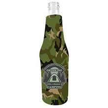 Load image into Gallery viewer, Weekend Forecast Drinking with a chance of Camping Beer Bottle Coolie With Opener