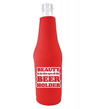 Load image into Gallery viewer, Beauty in the Eye of the Beer Holder Beer Bottle Coolie With Opener
