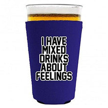 Load image into Gallery viewer, I Have Mixed Drinks About Feelings Pint Glass Coolie