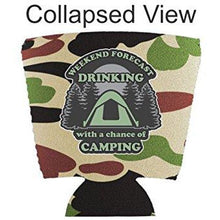 Load image into Gallery viewer, Weekend Forecast Drinking with a chance of Camping Party Cup Coolie

